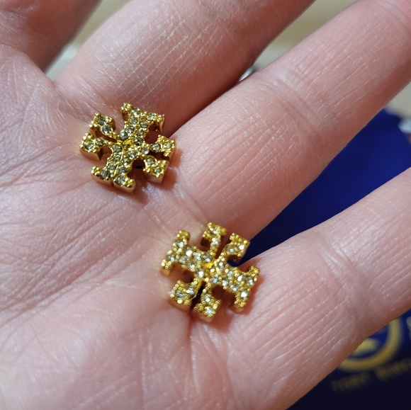 Tory Burch Crystal Logo Stud Earrings Brand New with Dust bag - Picture 6 of 8